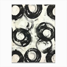 Black And White Circles 7 Canvas Print