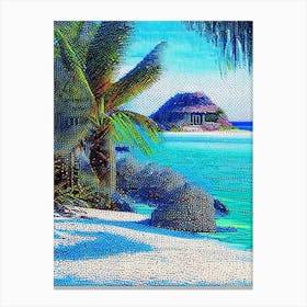 Tulum Mexico Pointillism Style Tropical Destination Canvas Print