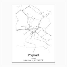 Poprad,Slovakia Minimalist Map Canvas Print