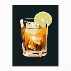 Mid Century Modern Illustration Dark  N  Stormy Floral Infusion Cocktail 3 Canvas Print