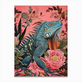 Floral Animal Painting Iguana 1 Canvas Print