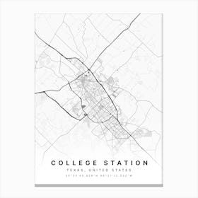 College Station Texas USA White Map Canvas Print