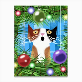 The Cat and the Christmas Tree Canvas Print