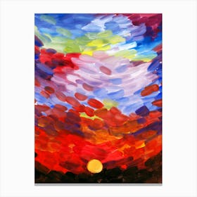 Bright Sunset acrylic painting hand painted abstract contemporary modern red blue bedroom living room vertical brushstrokes Canvas Print