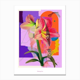 Amaryllis 6 Neon Flower Collage Poster Canvas Print