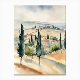 Abstract Tuscany Landscape Watercolor 4 Canvas Print