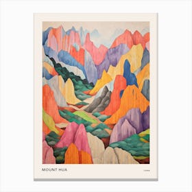 Mount Hua China 1 Colourful Mountain Illustration Poster Canvas Print