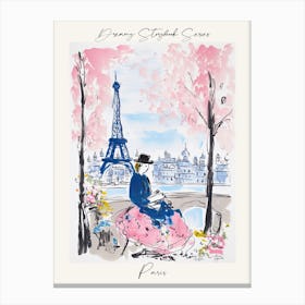 Poster Of Paris, Dreamy Storybook Illustration 2 Canvas Print