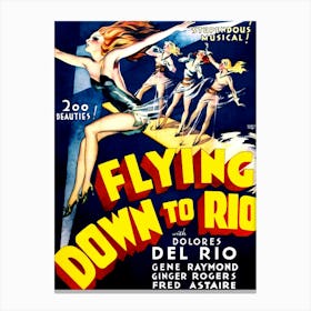 Flying Down To Rio With 200 Beauties, Vintage Advertisement For A Play Canvas Print
