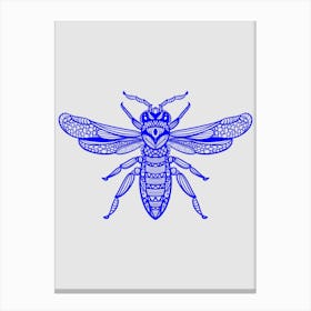 Pattern Blue Bee Canvas Print