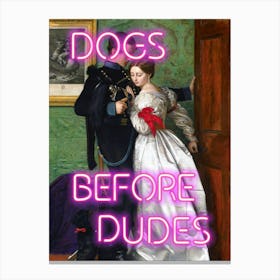 Dogs before dudes - Vintage altered wall art - Trendy wall art decor - dog lover gift Canvas Print