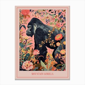 Floral Animal Painting Mountain Gorilla 2 Poster Canvas Print
