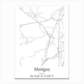 Menges,Slovenia Minimalist Map Toile