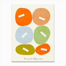 Mid-Mod Minimal Bold Pastel Pebbles –  Recipe for Happiness Canvas Print