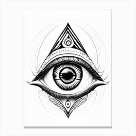 Psychic Abilities, Symbol, Third Eye Simple Black & White Illustration 1 Canvas Print