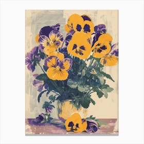 Pansy Flowers On A Table   Contemporary Illustration 2 Canvas Print