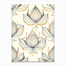 Lotus Flower Repeat Pattern Retro Minimal 4 Canvas Print