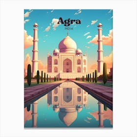 Agra Taj Mahal Travel Art Illustration Canvas Print