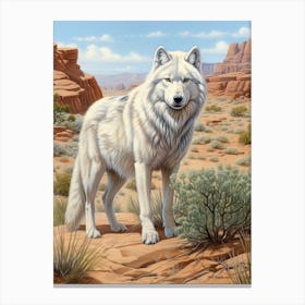 Tundra Wolf Desert Scenery 4 Canvas Print