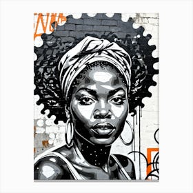 Vintage Graffiti Mural Of Beautiful Black Woman 105 Canvas Print