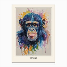 Bonobo Colourful Watercolour 3 Poster Canvas Print