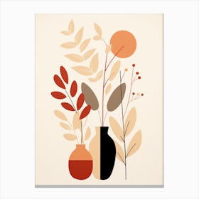 Vases And Leaves Canvas Print