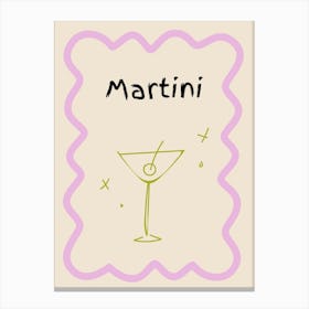 Martini Doodle Poster Lilac & Green Canvas Print