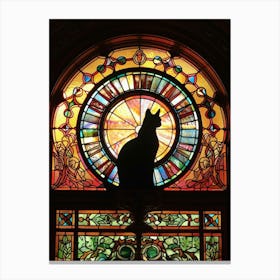 Cat In Stained Glass Window 13 Canvas Print