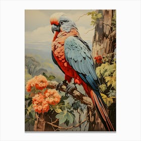 Tropical Majesty - Vibrant Parrot Wall Art | Handcrafted Tropical Bird Art | Exotic Nature-Inspired Artwork Canvas Print