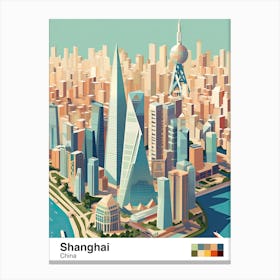 Shanghai, China, Geometric Illustration 2 Poster Canvas Print