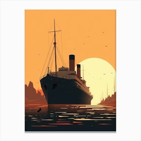 Titanic Ship Sunset Minimalist 1 Canvas Print