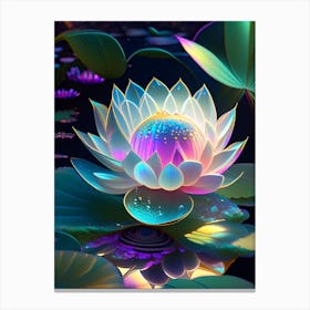 Lotus Flower In Garden Holographic 5 Canvas Print