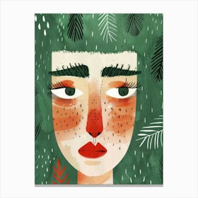 Illustration Of A Girl With Leaves 2 Canvas Print