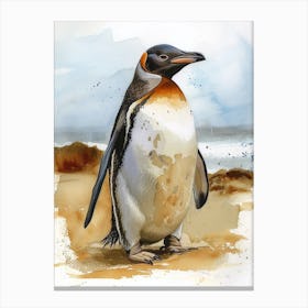 Humboldt Penguin Salisbury Plain Watercolour Painting 2 Canvas Print