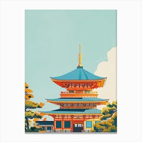 Todai Ji Temple Nara 2 Colourful Illustration Canvas Print