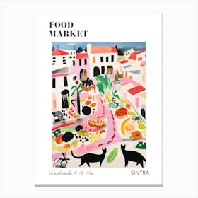 The Food Market In Sintra 3 Illustration Poster Canvas Print