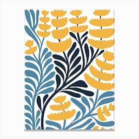 Yellow And Blue Floral Pattern Canvas Print