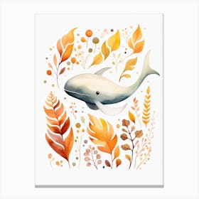 A Whale Watercolour In Autumn Colours 1 Canvas Print