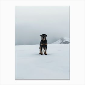 Rottweiler In The Snow. Generated AI. Art Print Canvas Print