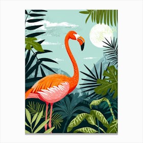 Greater Flamingo Ria Celestun Biosphere Reserve Tropical Illustration 4 Canvas Print