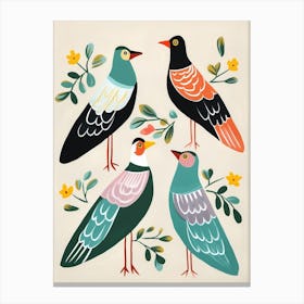 Folk Style Bird Painting Seagull 1 Canvas Print