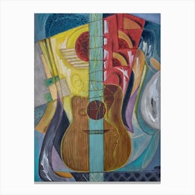 Living Room Wall Art With Guitar  Canvas Print