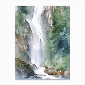 Gavarnie Falls, France Water Colour (1) Canvas Print