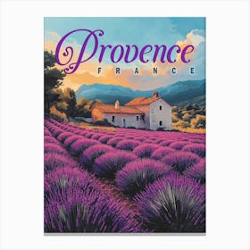 Vintage Provence Lavender Fields Travel Poster Canvas Print