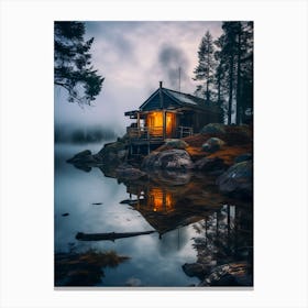 Cabin In The lake 1 Canvas Print