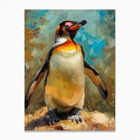 Galapagos Penguin Livingston Island Colour Block Painting 2 Canvas Print