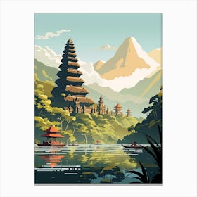 Bali, Indonesia, Flat Illustration 1 Canvas Print