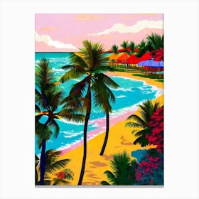 Bávaro Beach, Dominican Republic Hockney Style Canvas Print