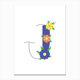 Living Room Floral Letters Purple 10 Canvas Print