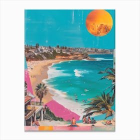 Bondi Beach   Retro Collage Style 3 Canvas Print
